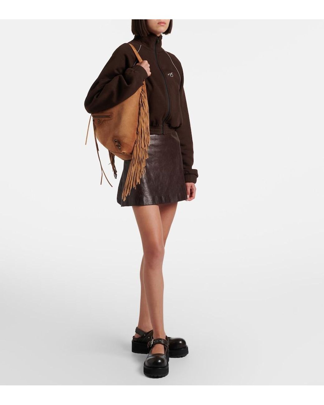 Balenciaga Brown Le City Medium Suede Shoulder Bag
