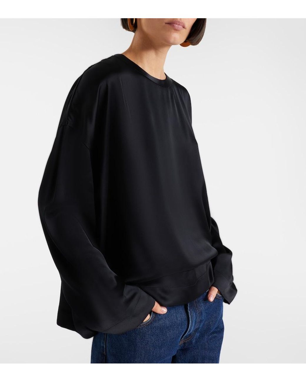 Totême Black Satin Top