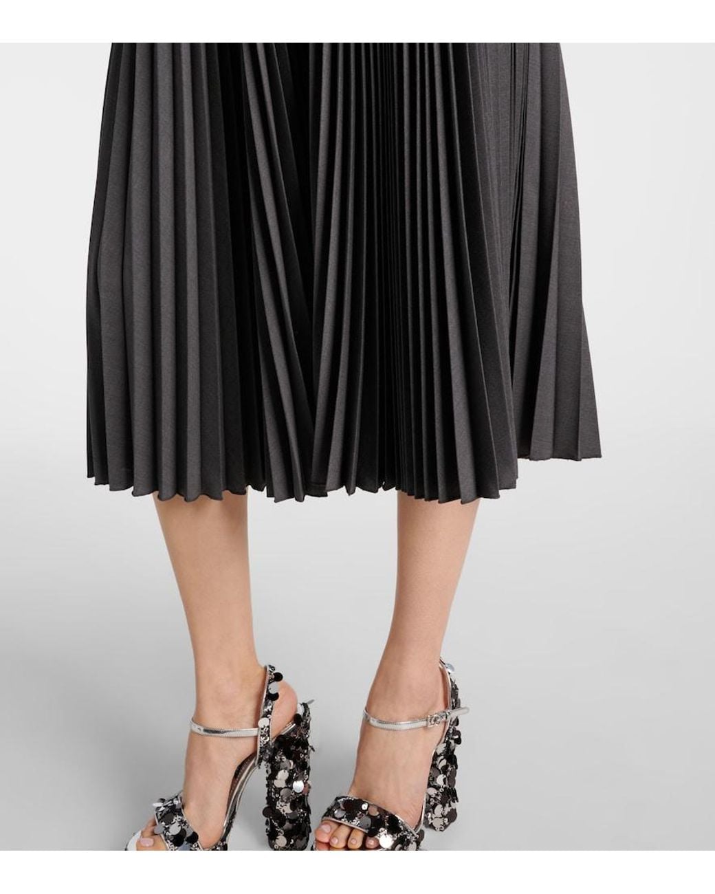 Dolce & Gabbana Gray Plisse Midi Skirt