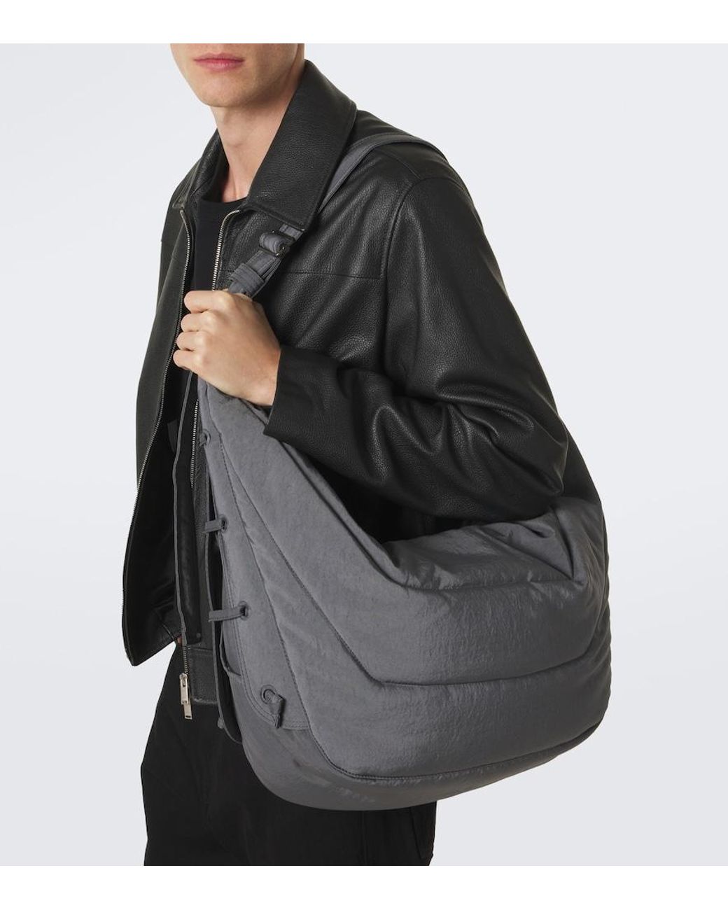 Lemaire Gray Soft Game Large Crossbody Bag for men