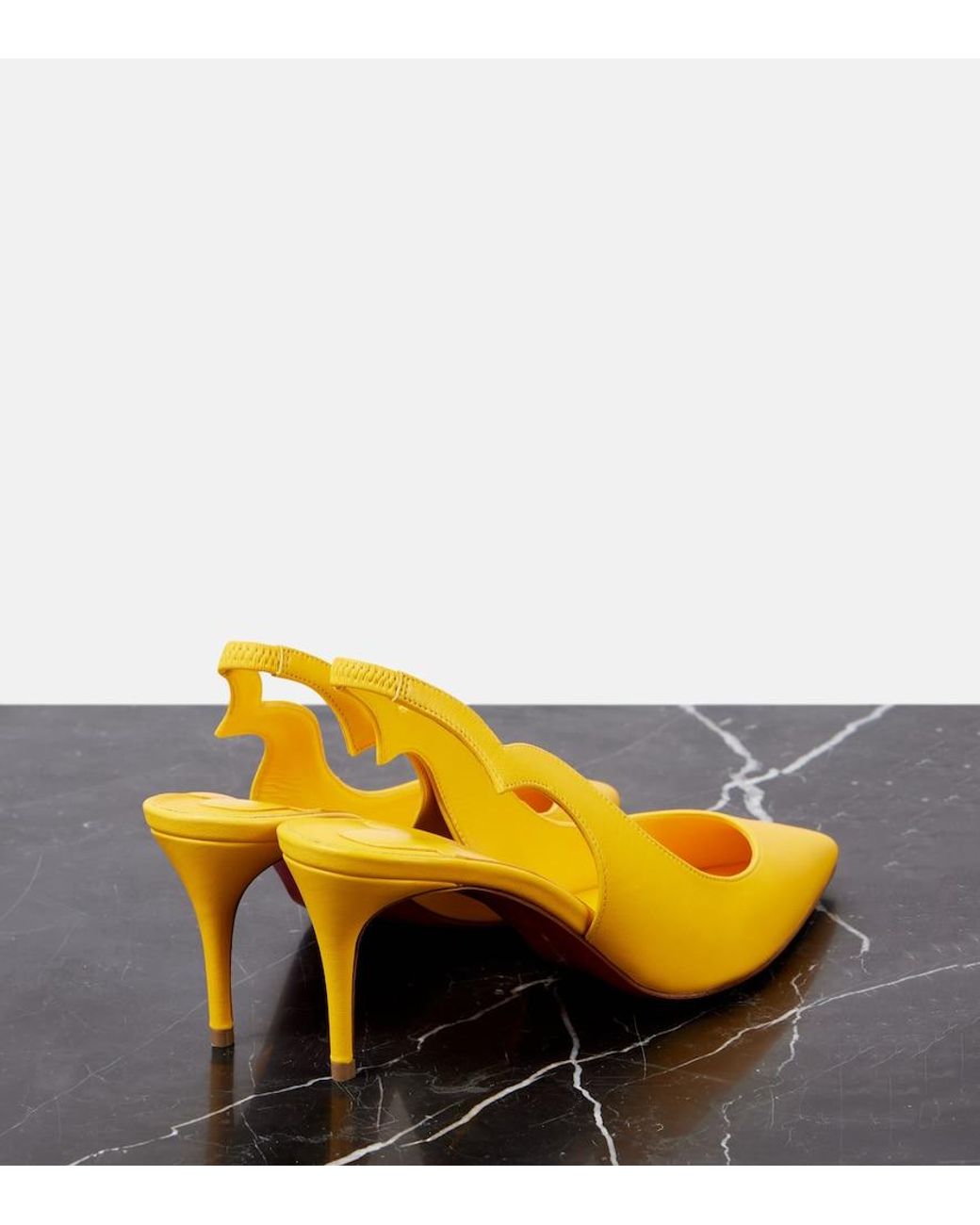 Christian Louboutin Yellow Hot Chick Sling 70 Leather Slingback Pumps