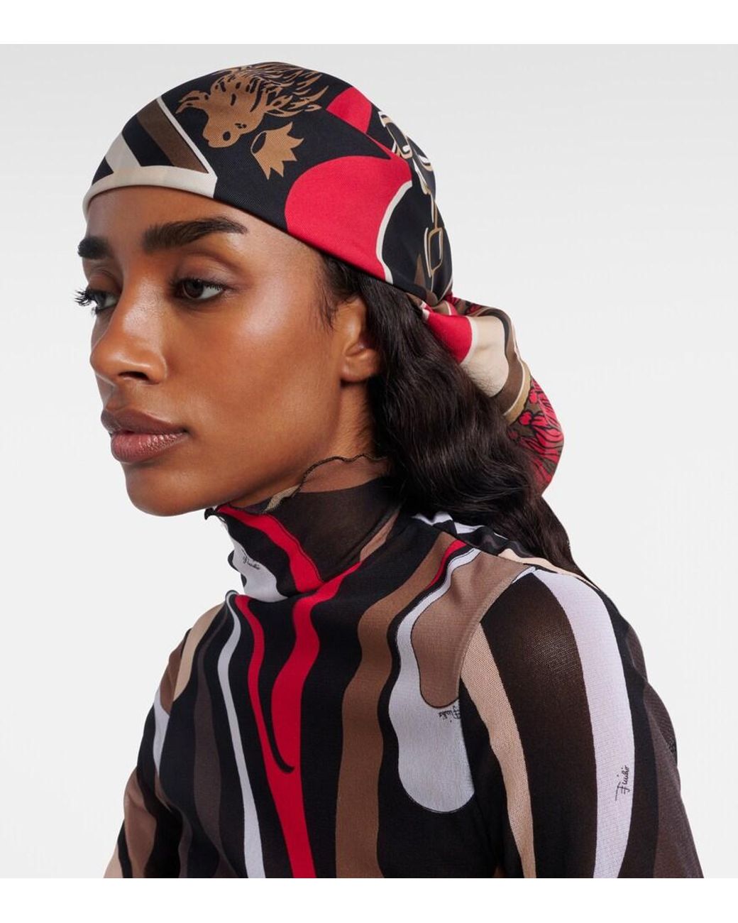 Emilio Pucci Red Printed Silk Twill Scarf