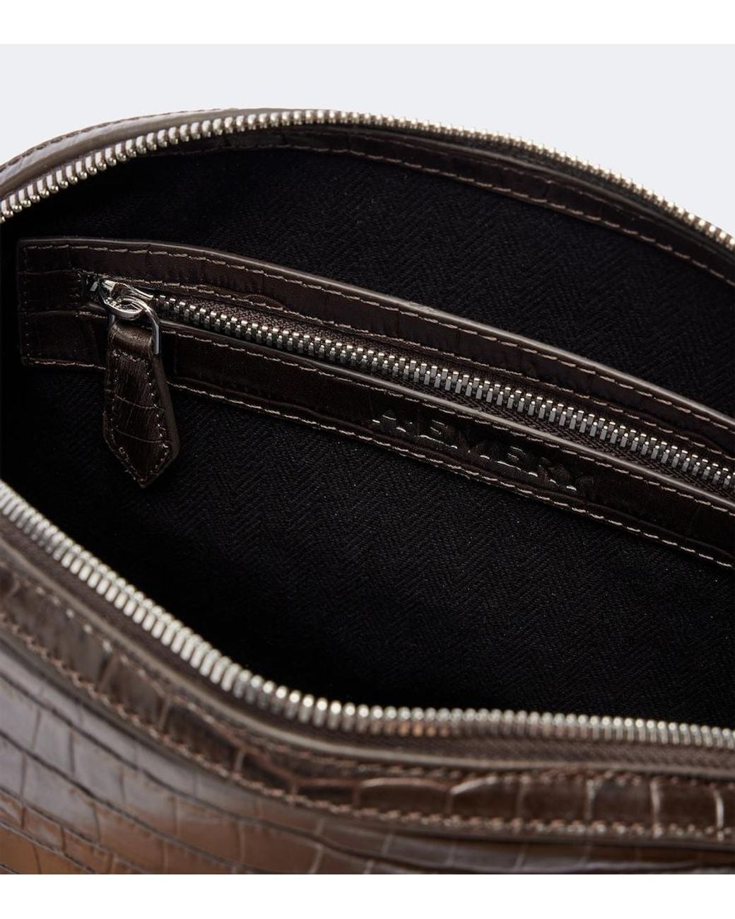 A.Emery Black Halloran Croc-Effect Leather Clutch