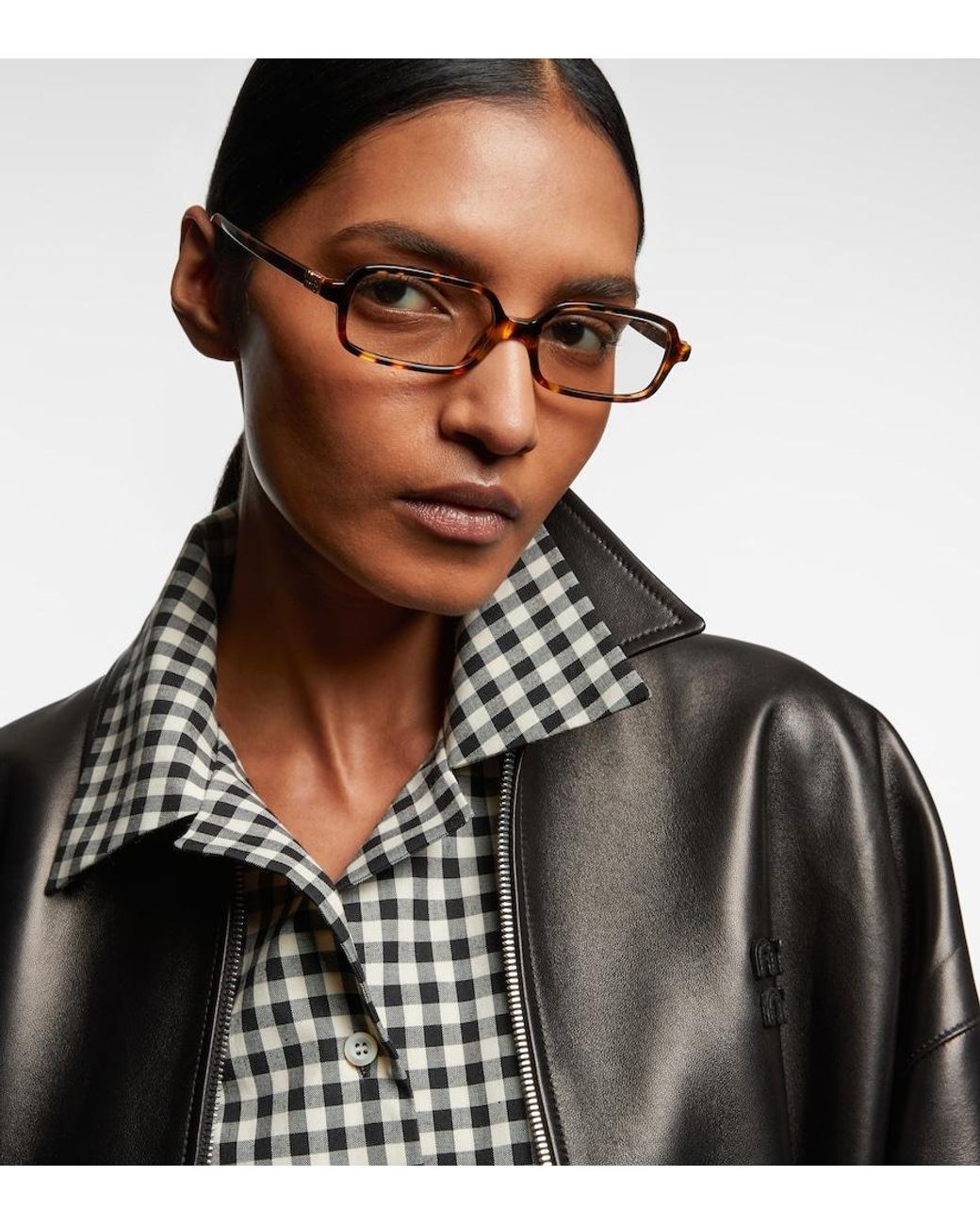 Miu Miu Brown Rectangular Glasses