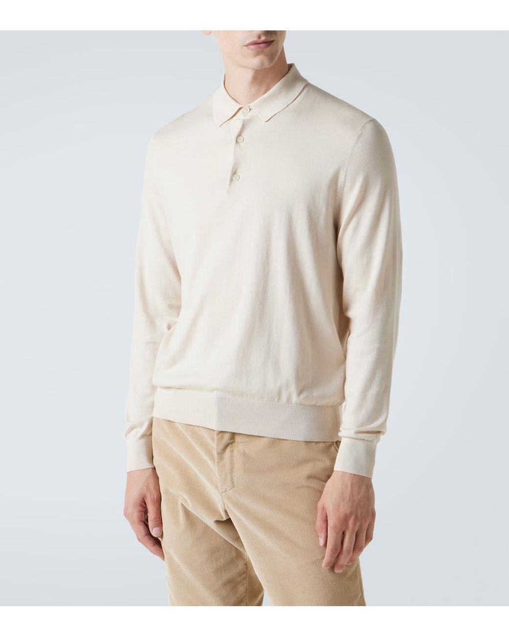 Loro Piana White Cotton Polo Shirt for men
