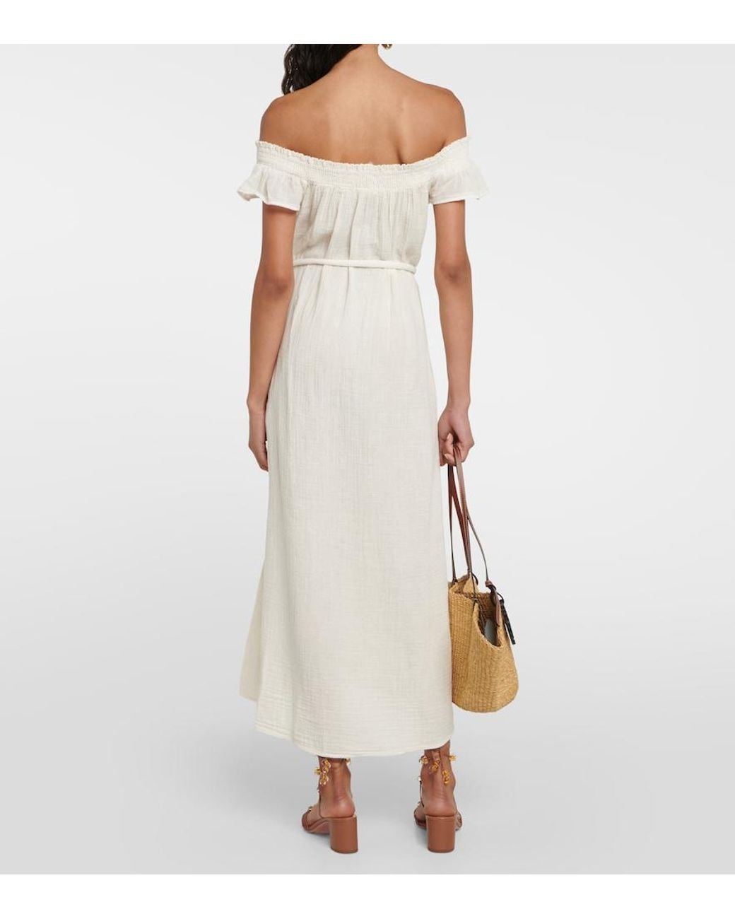 Velvet White Justine Cotton Gauze Midi Dress