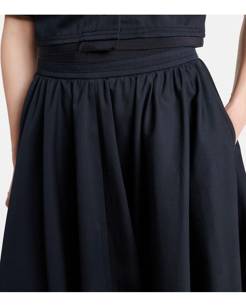Falda Midi De Algodon Plisada Patou de color Blue