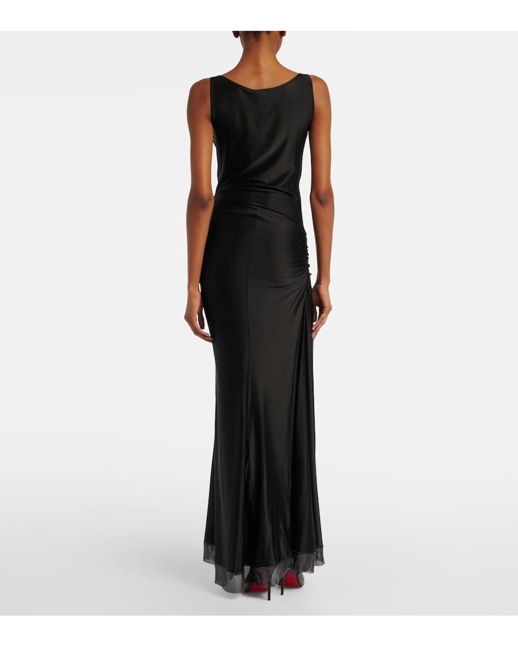 Rabanne Black Embellished Jersey Gown