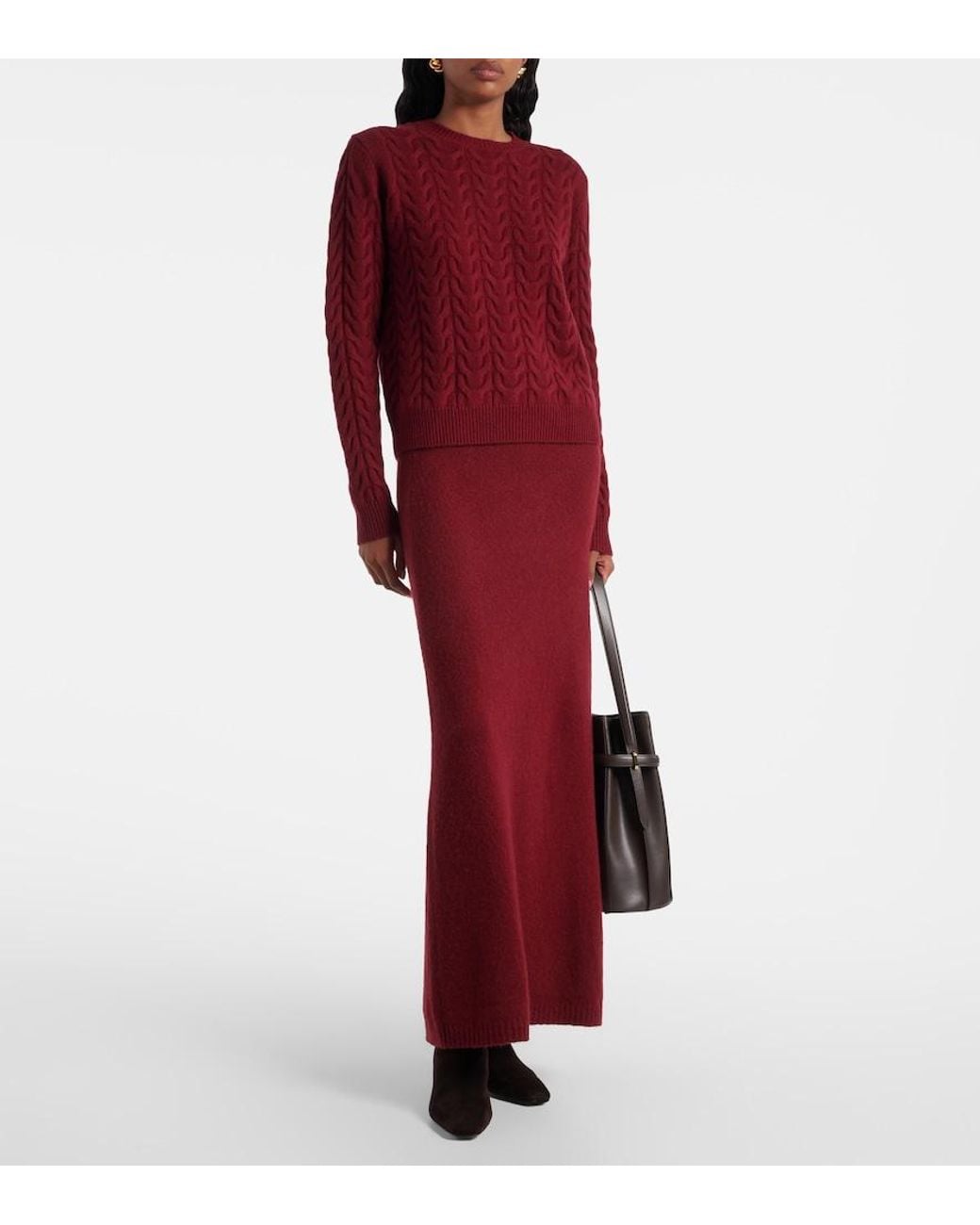 Max Mara Red Aramis Cable-Knit Cashmere Sweater