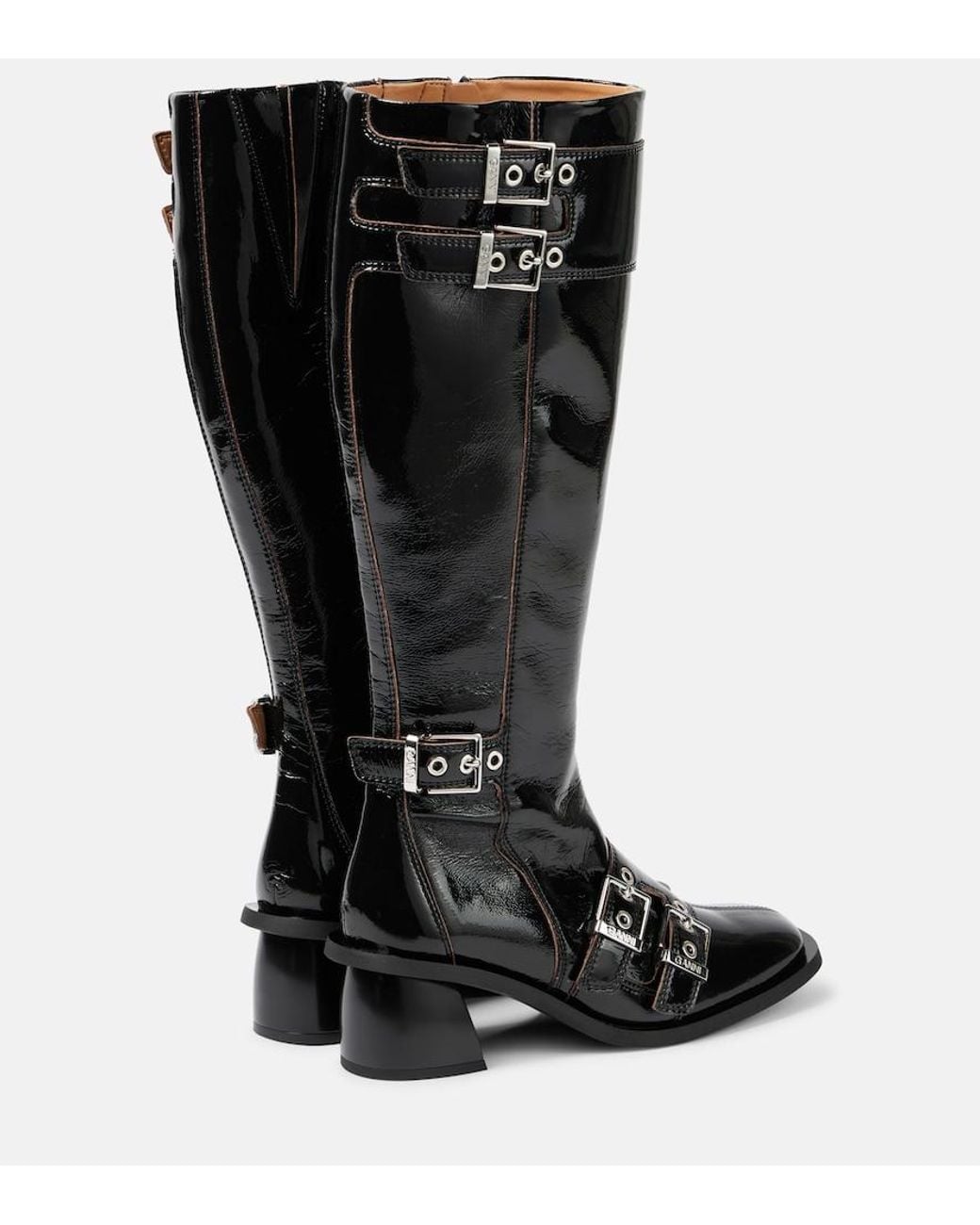 Ganni Black Knee-High Heeled Boots