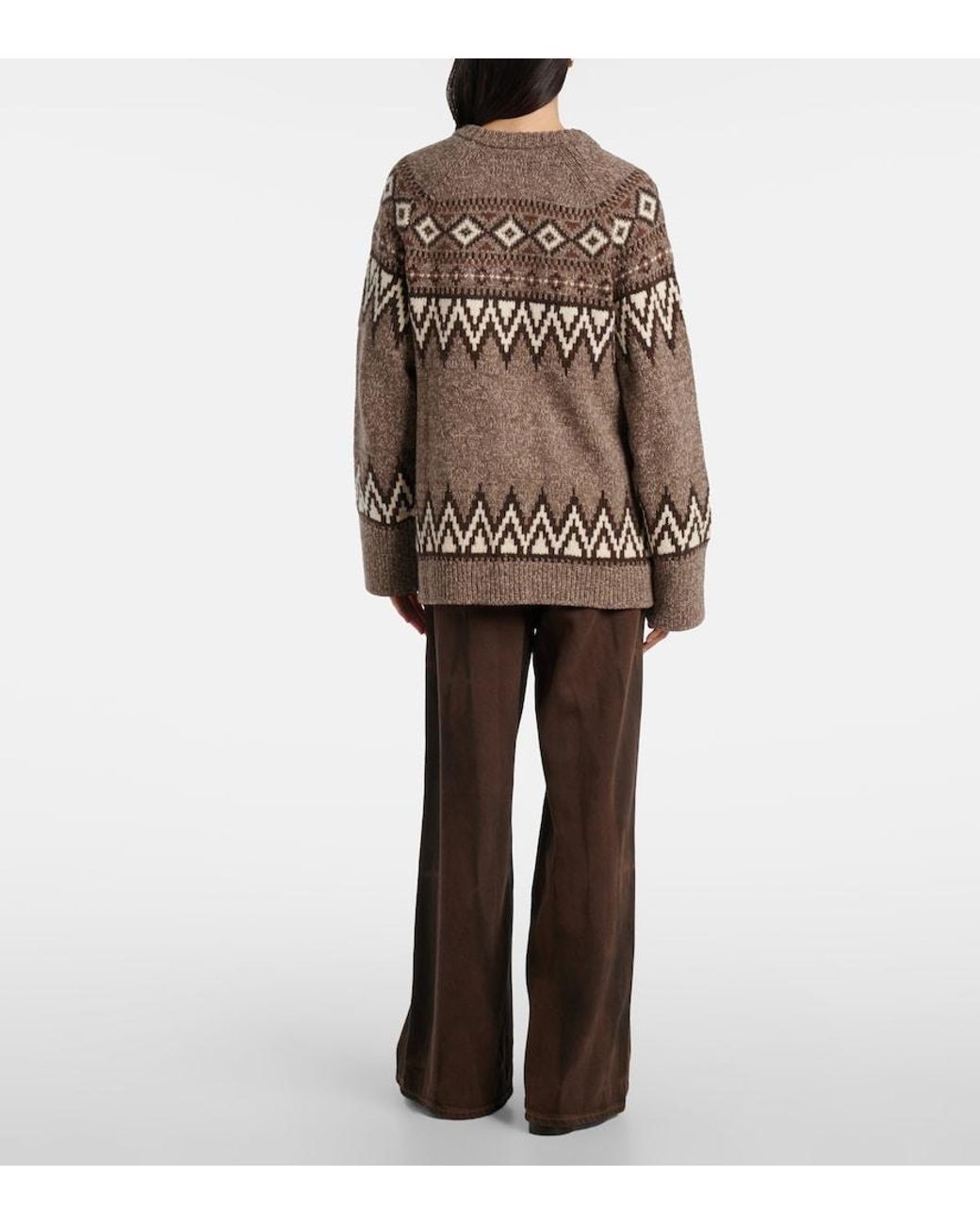 Polo Ralph Lauren Brown Fair Isle Jacquard Wool-Blend Cardigan