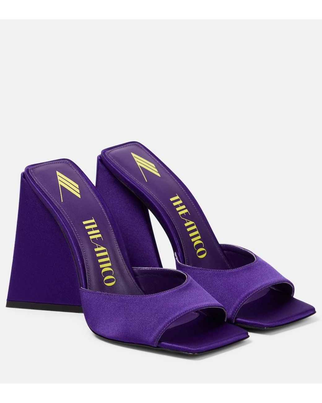 The Attico Purple Devon Satin Mules