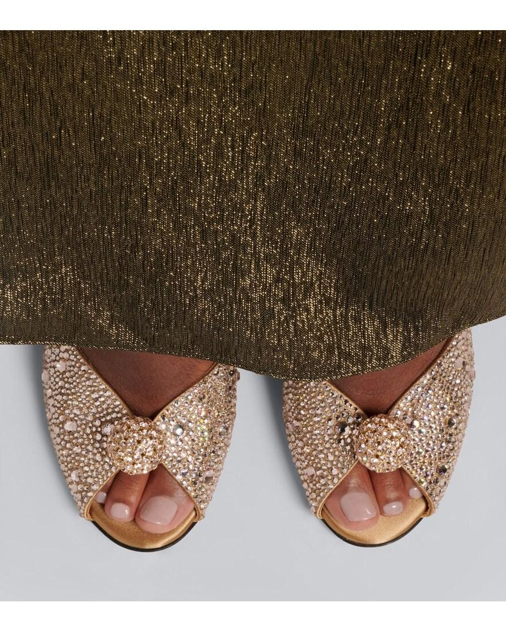 Jimmy Choo Metallic Sacora Crystal-Embellished Sandals