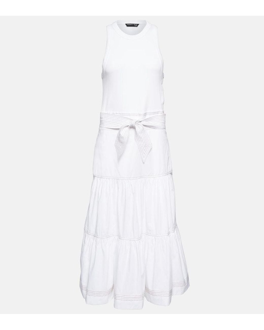 Veronica Beard White Austyn Cotton-Blend Midi Dress