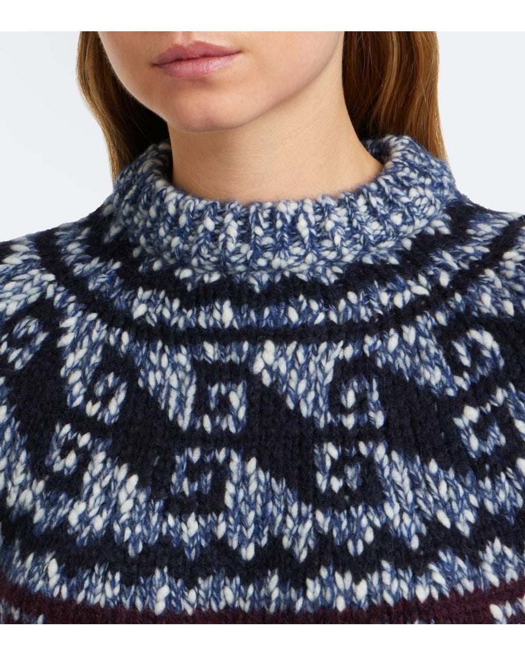 Moncler Blue Fair Isle Wool And Alpaca-Blend Sweater