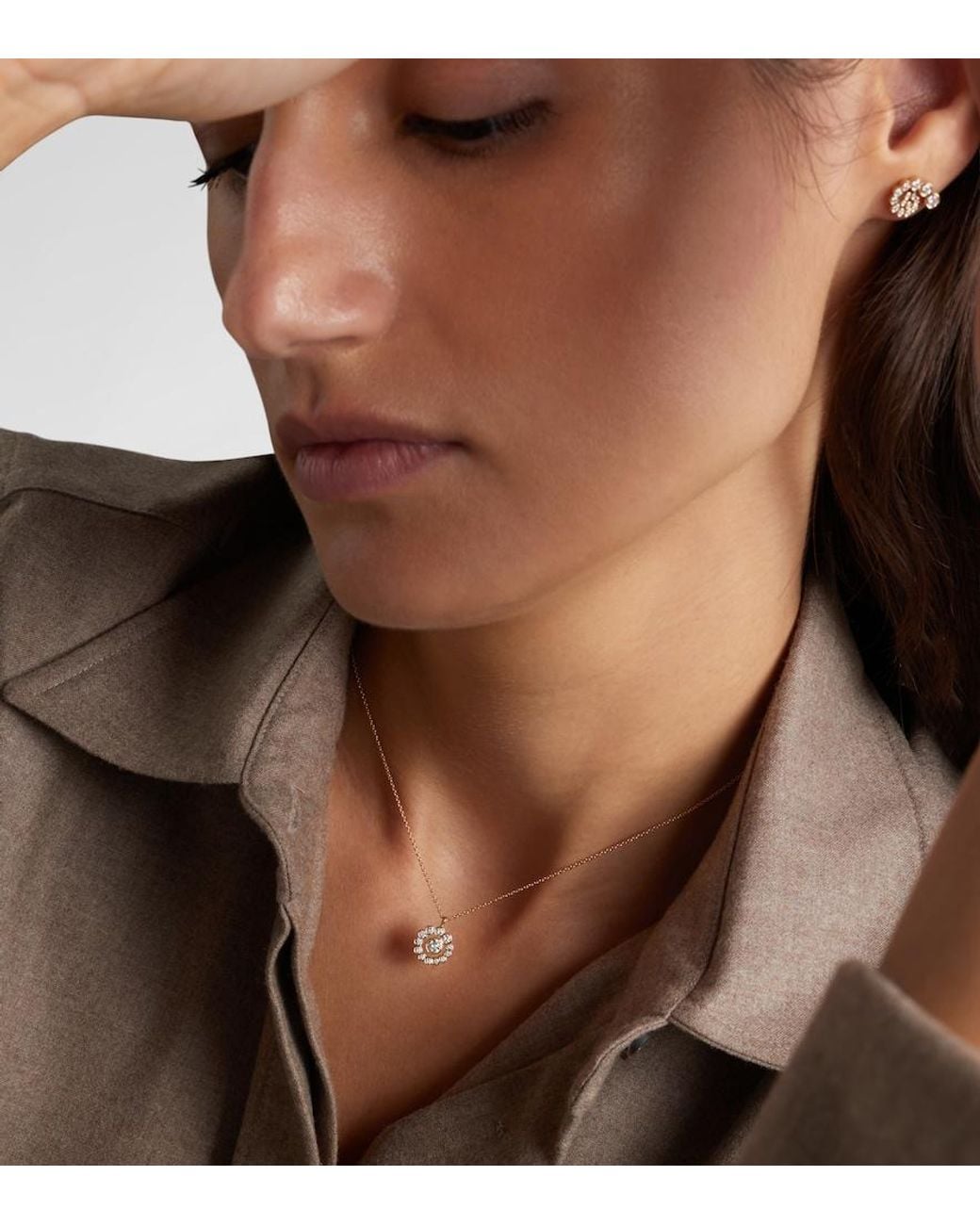 Sophie Bille Brahe White Reve Simple 18Kt Necklace With Diamonds