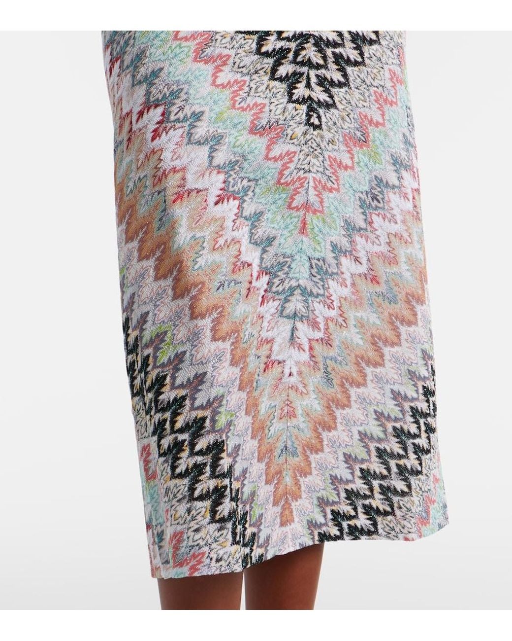 Missoni White Zigzag Lame Midi Dress