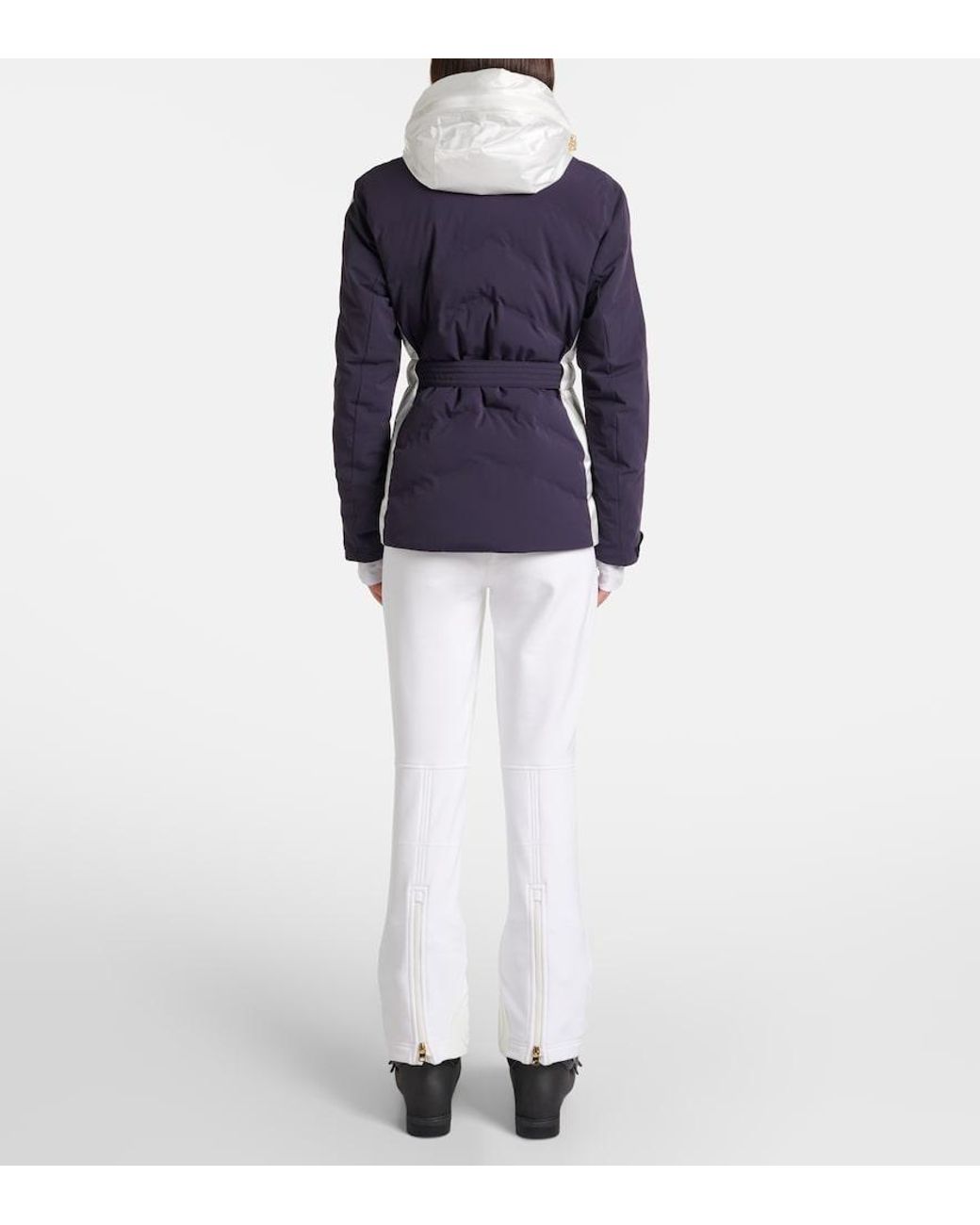 Bogner Blue Kira Belted Hooded Down Ski Jacket