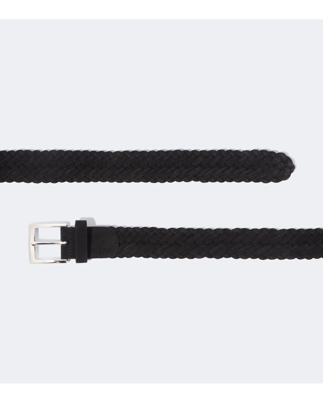 Kiton Black Braided Suede Belt for men