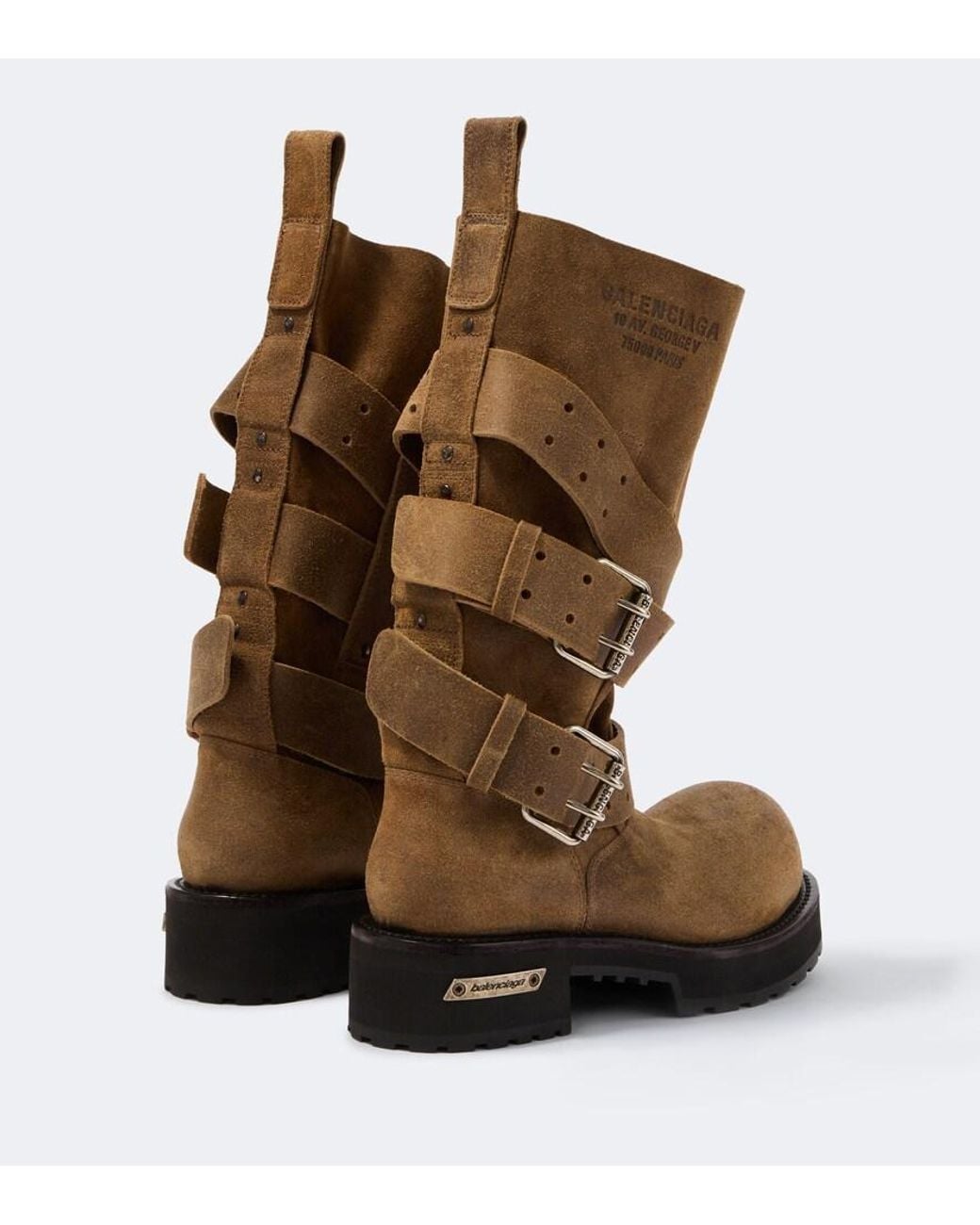 Balenciaga Brown Venom Suede Biker Boots for men