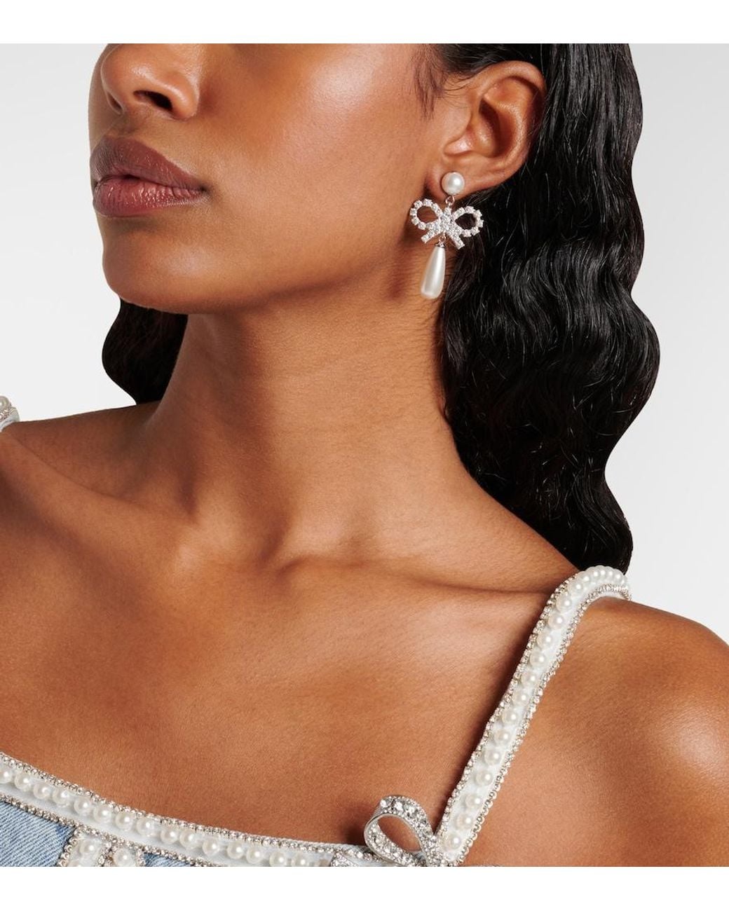 Self-Portrait White Faux Pearl Drop Earrings
