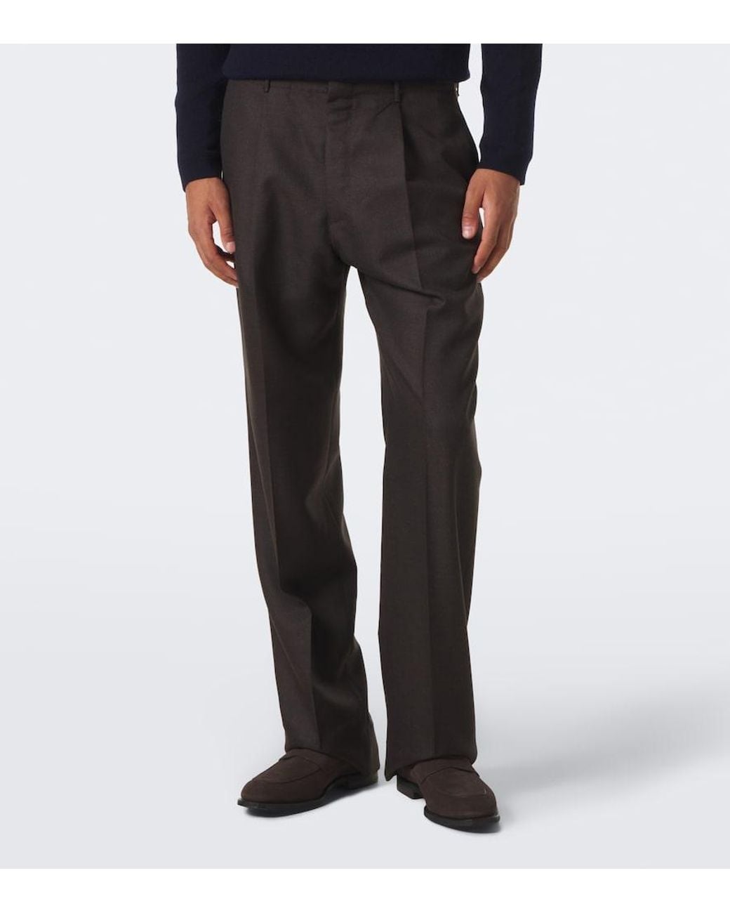 Slowear Black Virgin Wool Straight Pants for men