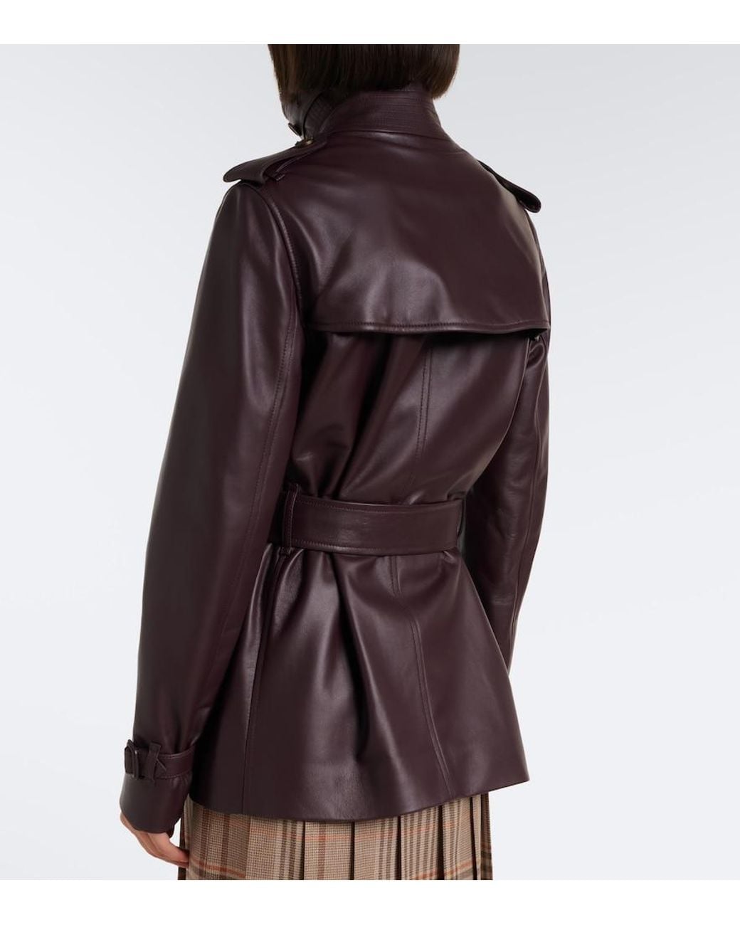 Burberry Purple Leather Trench Coat