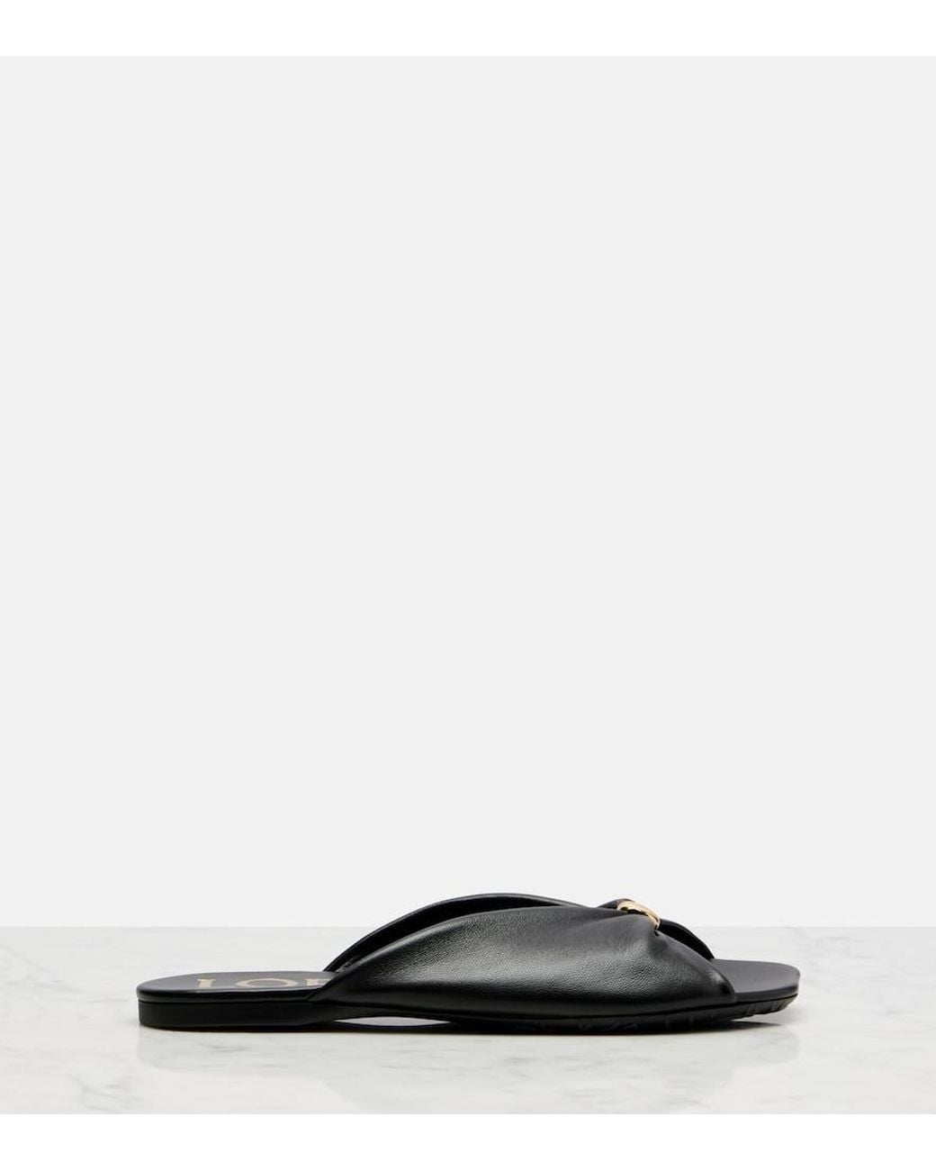 Loewe Black Paula's Ibiza Pebble Leather Slides
