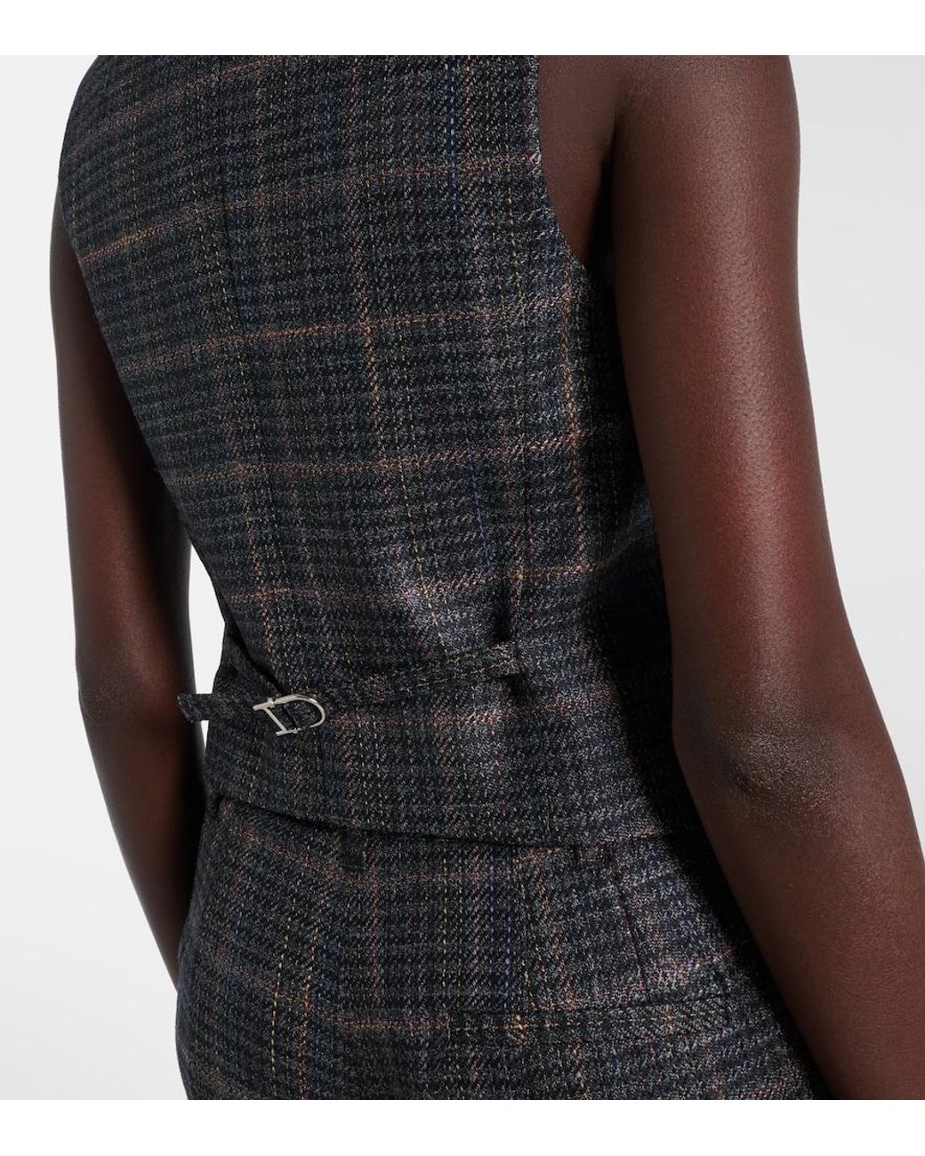 Gabriela Hearst Gray Coleridge Checked Wool And Silk Vest