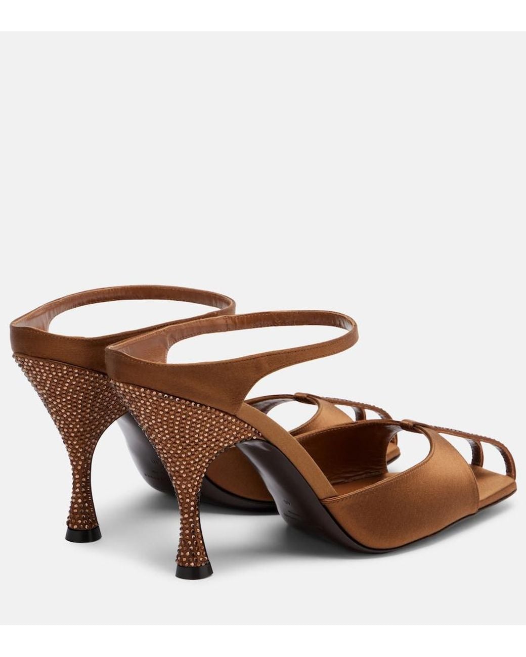Herbert Levine Brown Hidden Gem Embellished Satin Mules