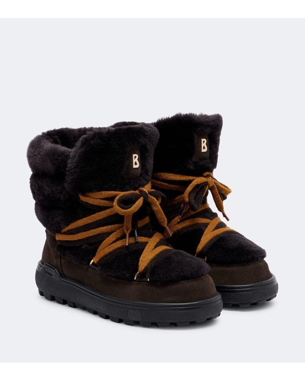 Bogner Black Chamonix Shearling And Suede Snow Boots