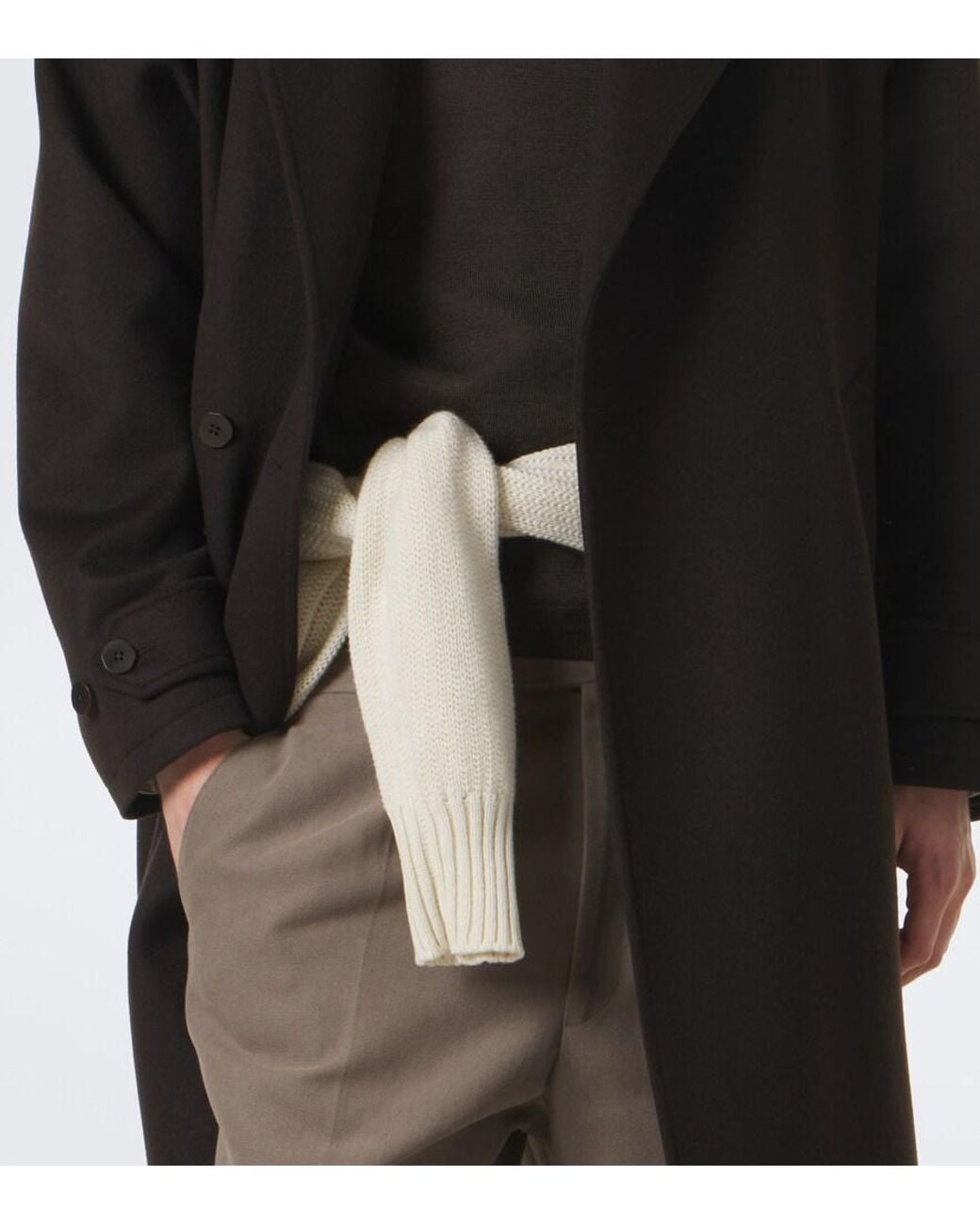STÒFFA Black Double-Breasted Cashmere Coat for men