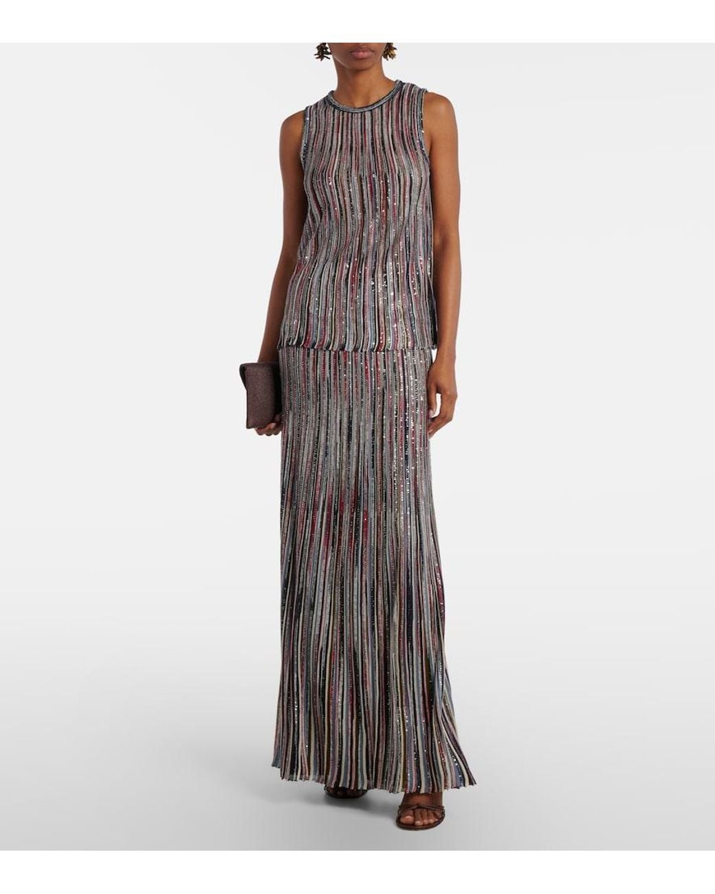 Missoni Multicolor Sequined Striped Lame Top