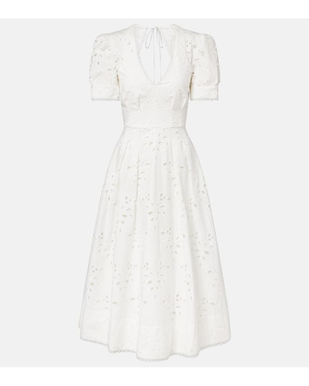 Rebecca Vallance White Artesan Broderie Anglaise Midi Dress