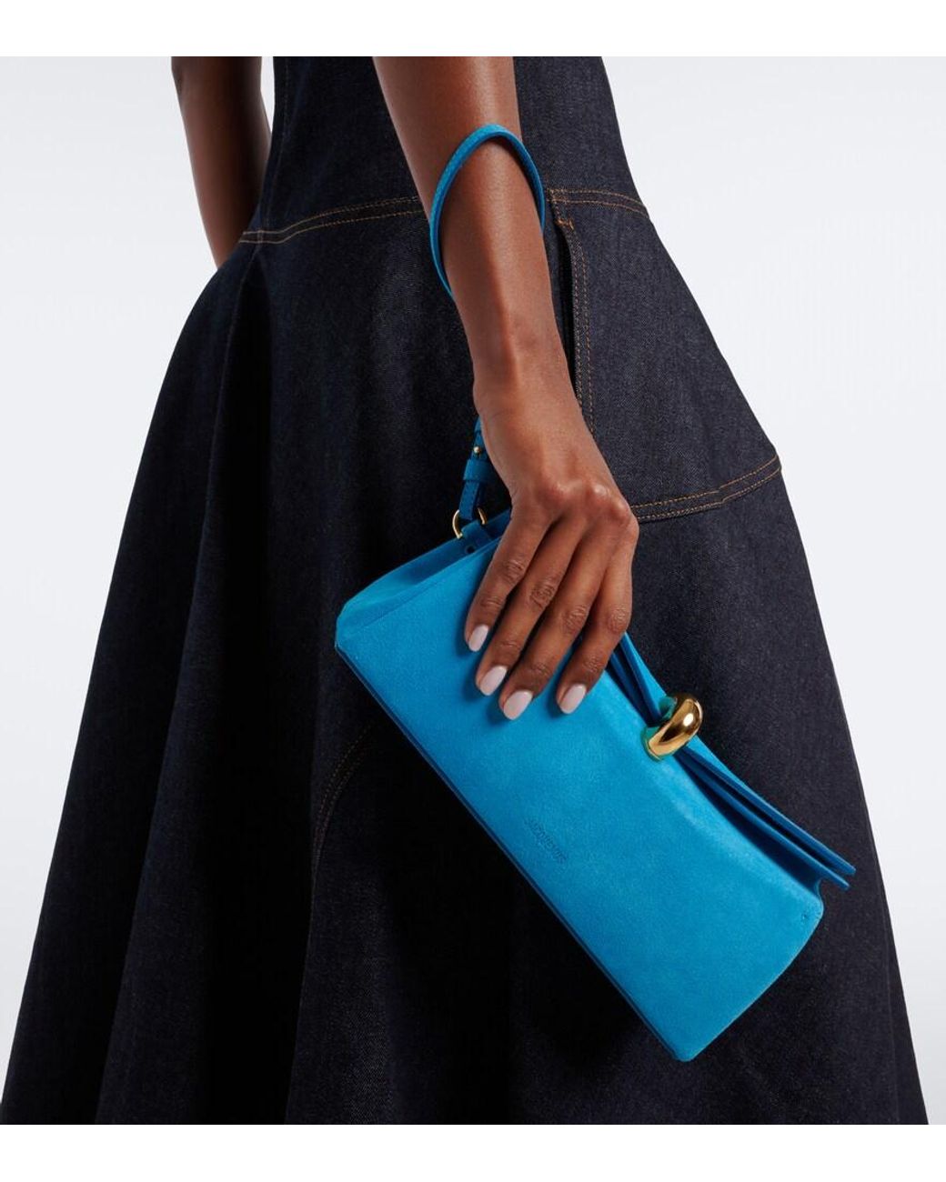 Jacquemus Blue Valerie Suede Clutch