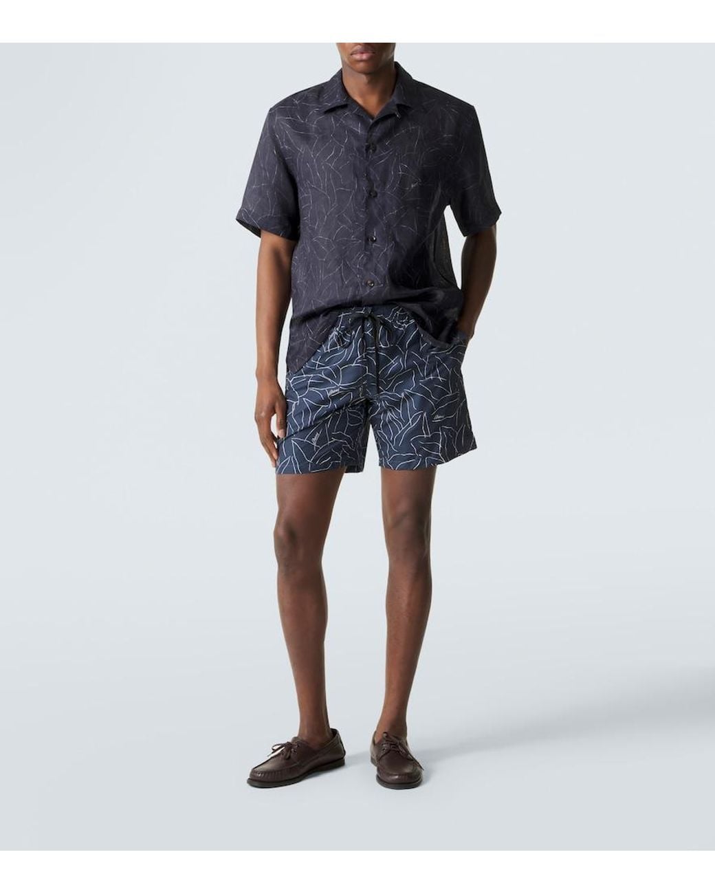 Brioni Black Printed Linen Shirt for men