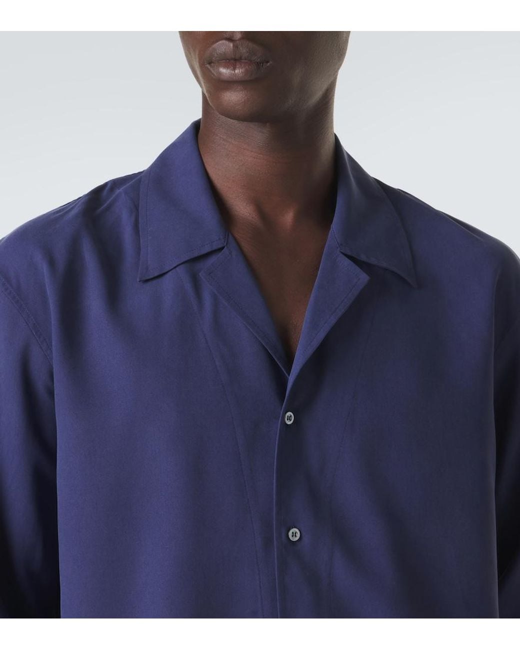 Saman Amel Blue Silk Shirt for men
