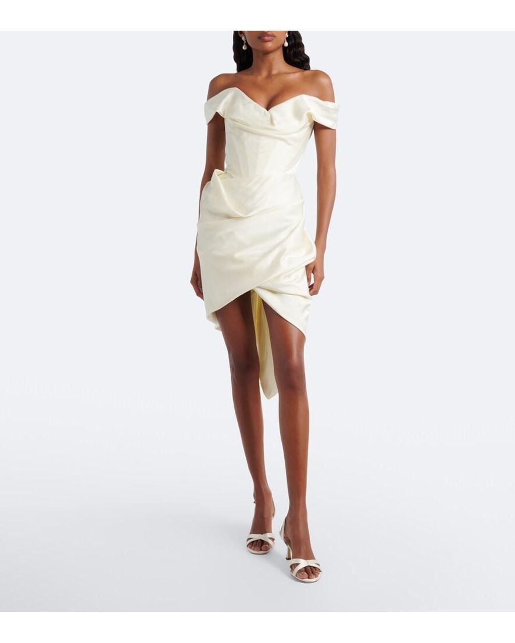 Jimmy Choo White Elsy 70 Satin Sandals