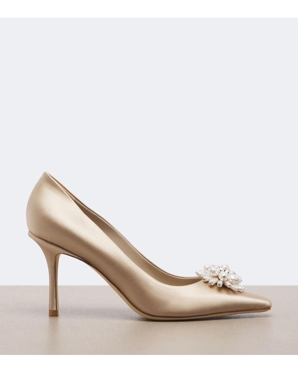 Jimmy Choo Natural Ines Embellished Satin Pumps