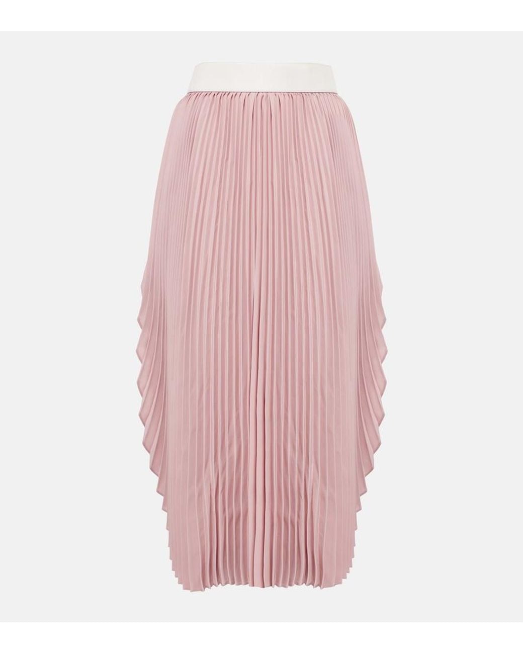 Stella McCartney Pink Leather-Trimmed Plisse Maxi Skirt