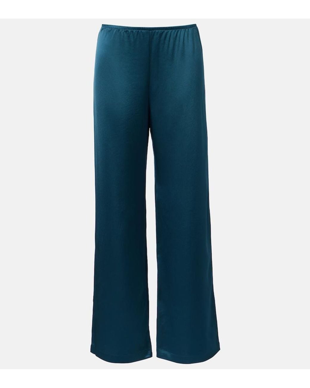 Leset Blue Barb Satin Wide-Leg Pants