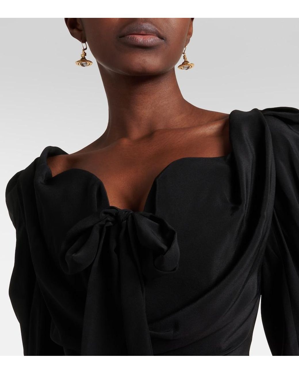 Vivienne Westwood Black Tie-Detail Silk Top