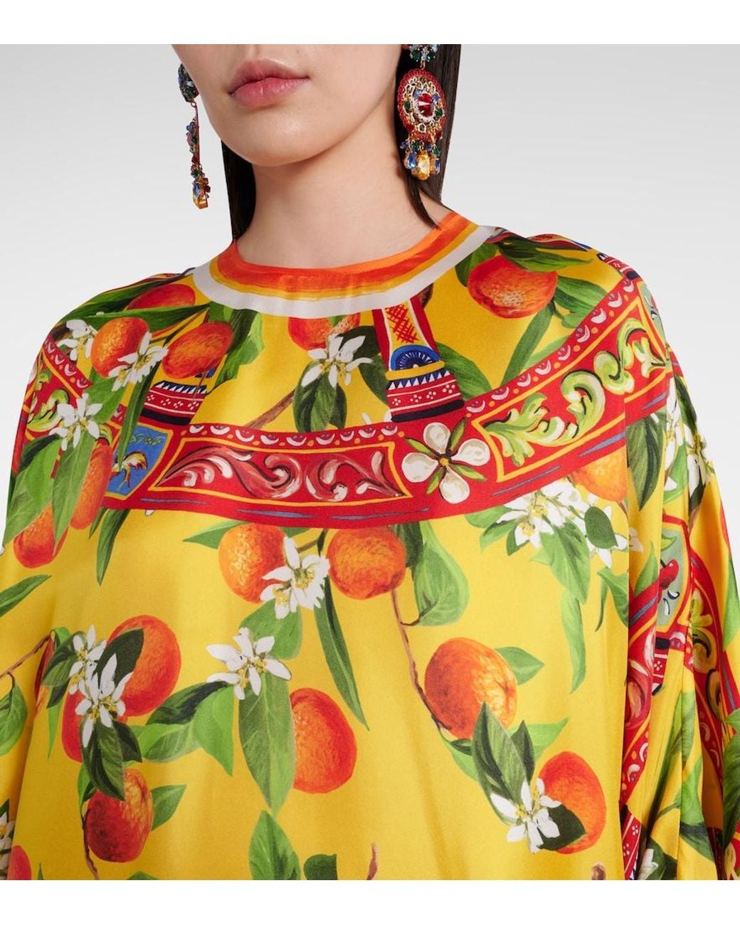 Dolce & Gabbana Yellow Printed Silk Maxi Dress