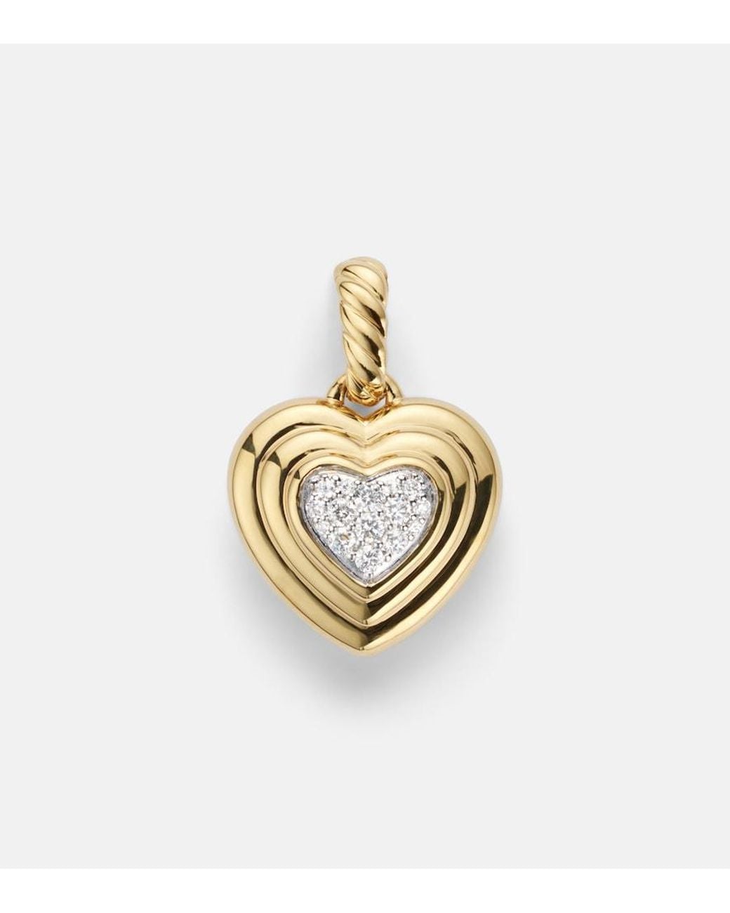 David Yurman Metallic Puffy Heart Amulet 18Kt Pendant With Diamonds