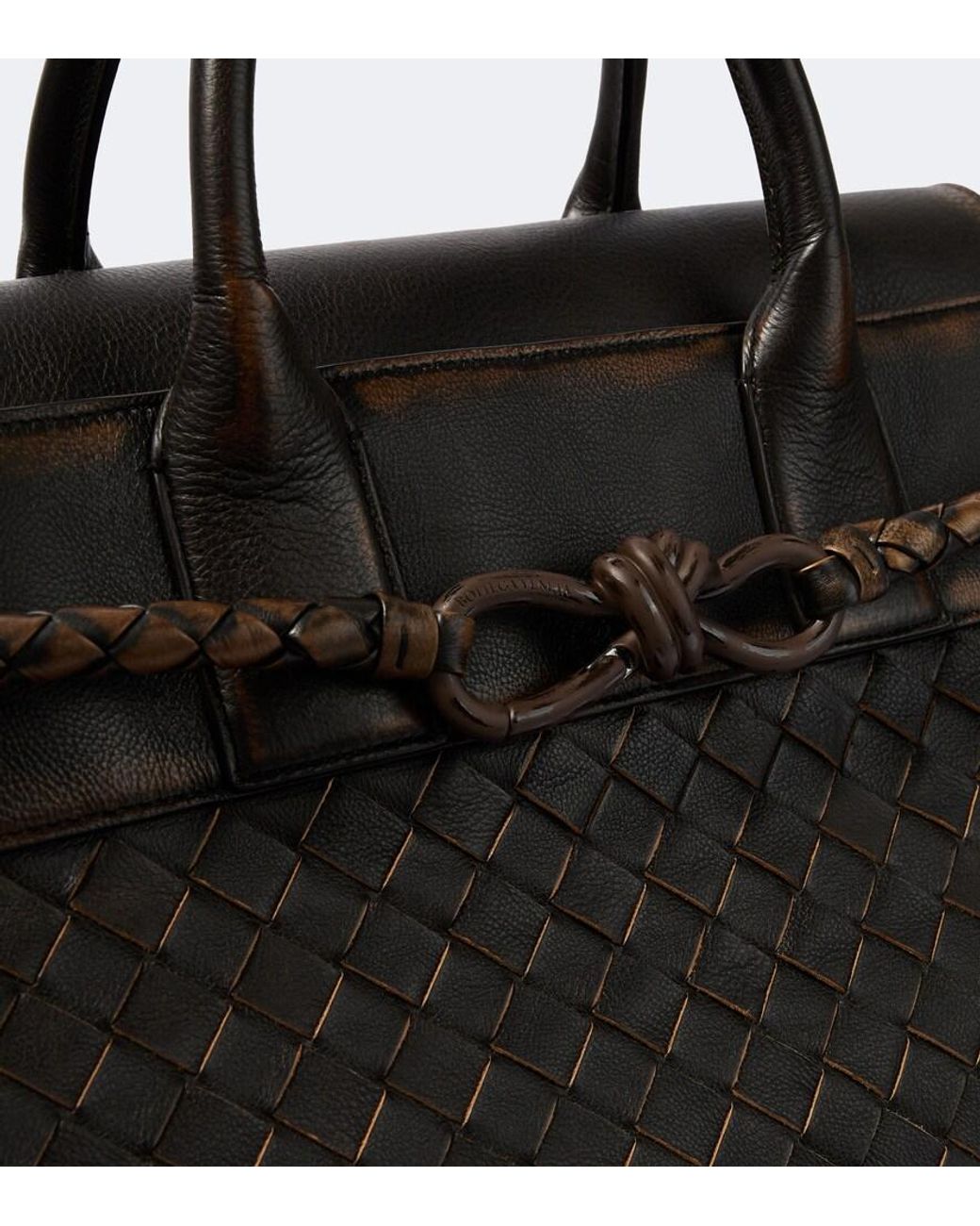 Bottega Veneta Black Andiamo Voyager Intrecciato Leather Tote Bag for men