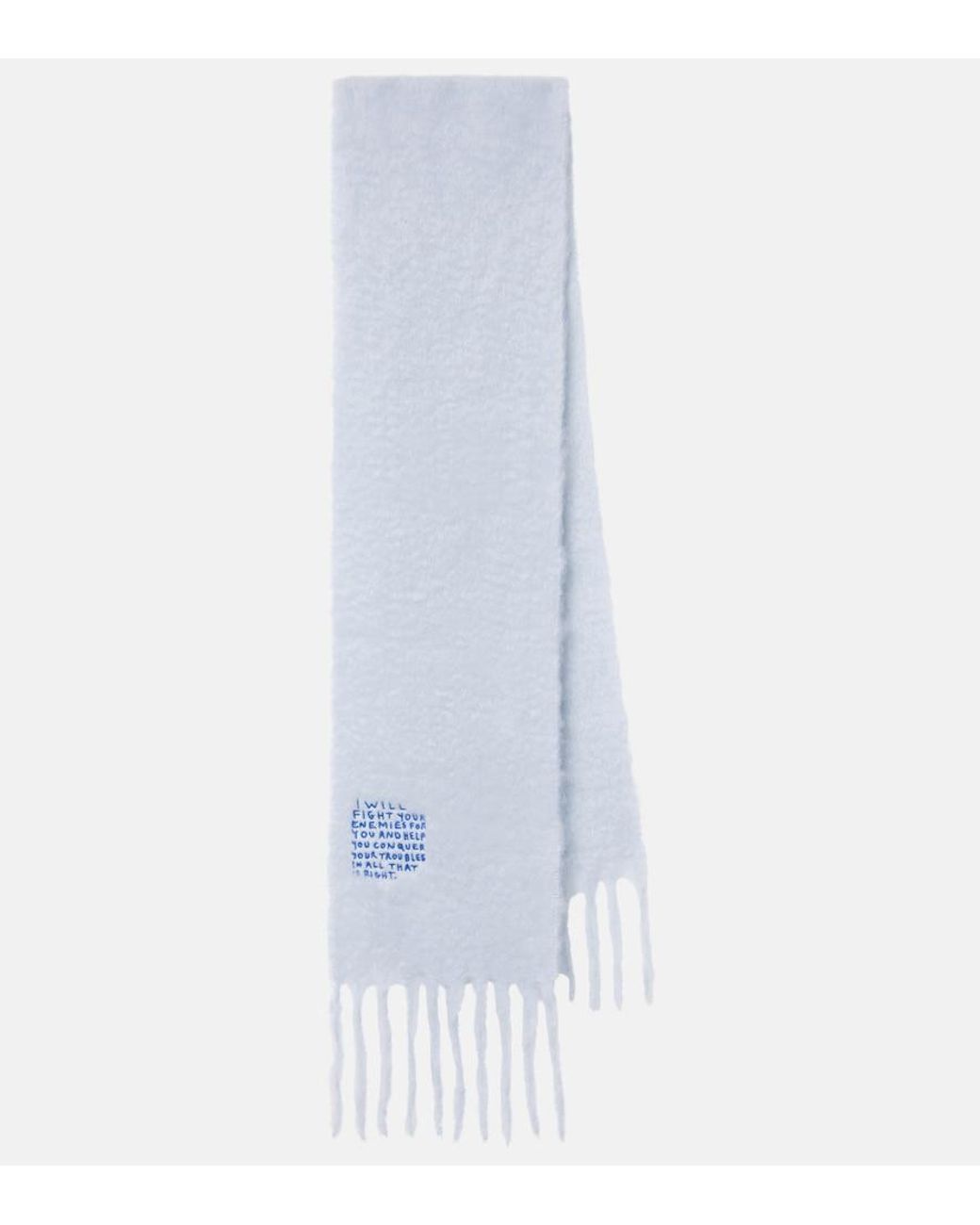 Loewe White Embroidered Mohair And Wool-Blend Scarf