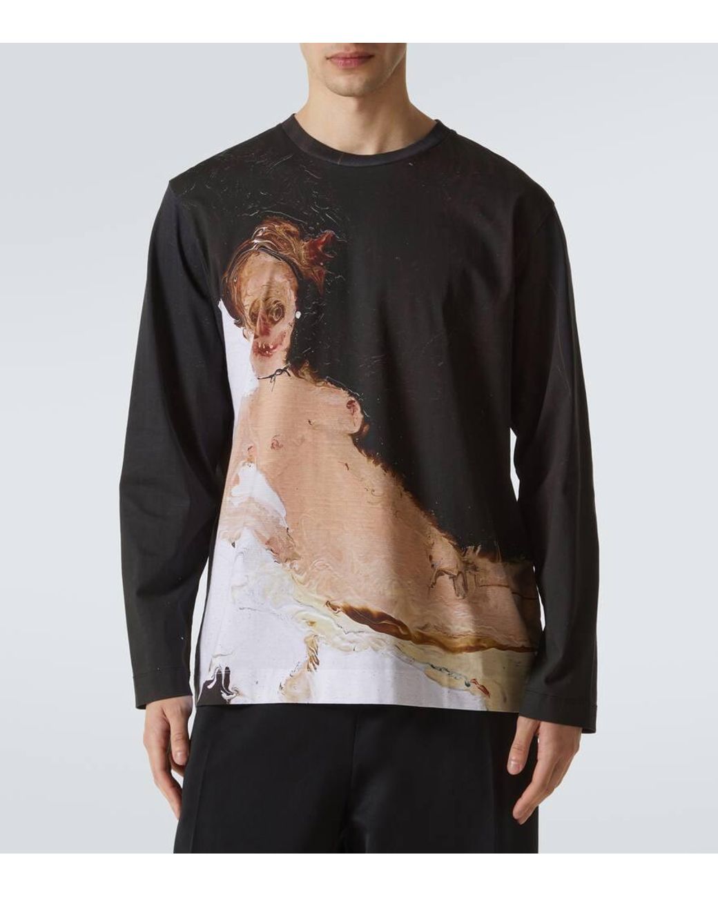 Simone Rocha Olympia Printed Cotton Jersey T-Shirt in Black for