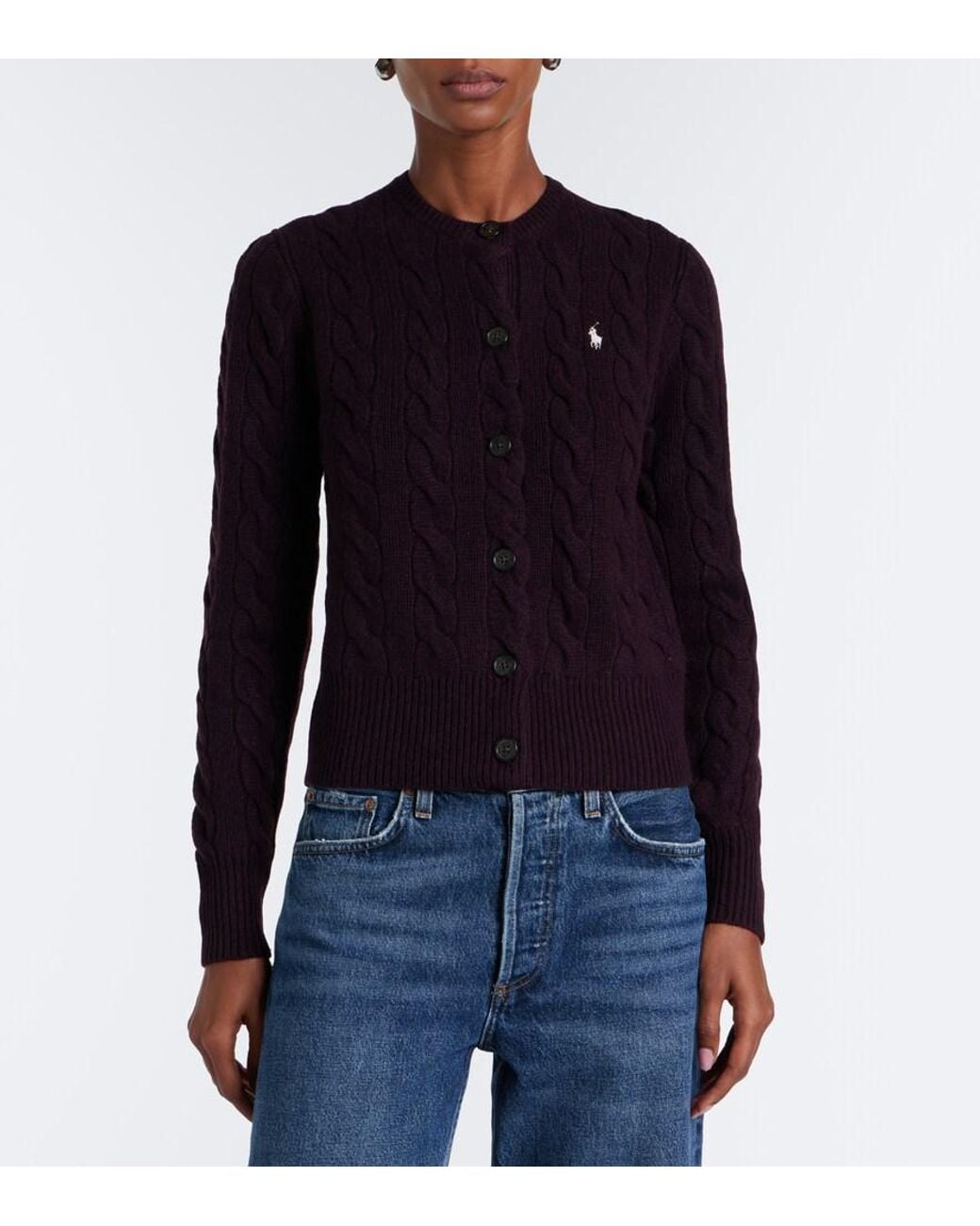 Polo Ralph Lauren Blue Cable-Knit Wool And Cashmere Cardigan