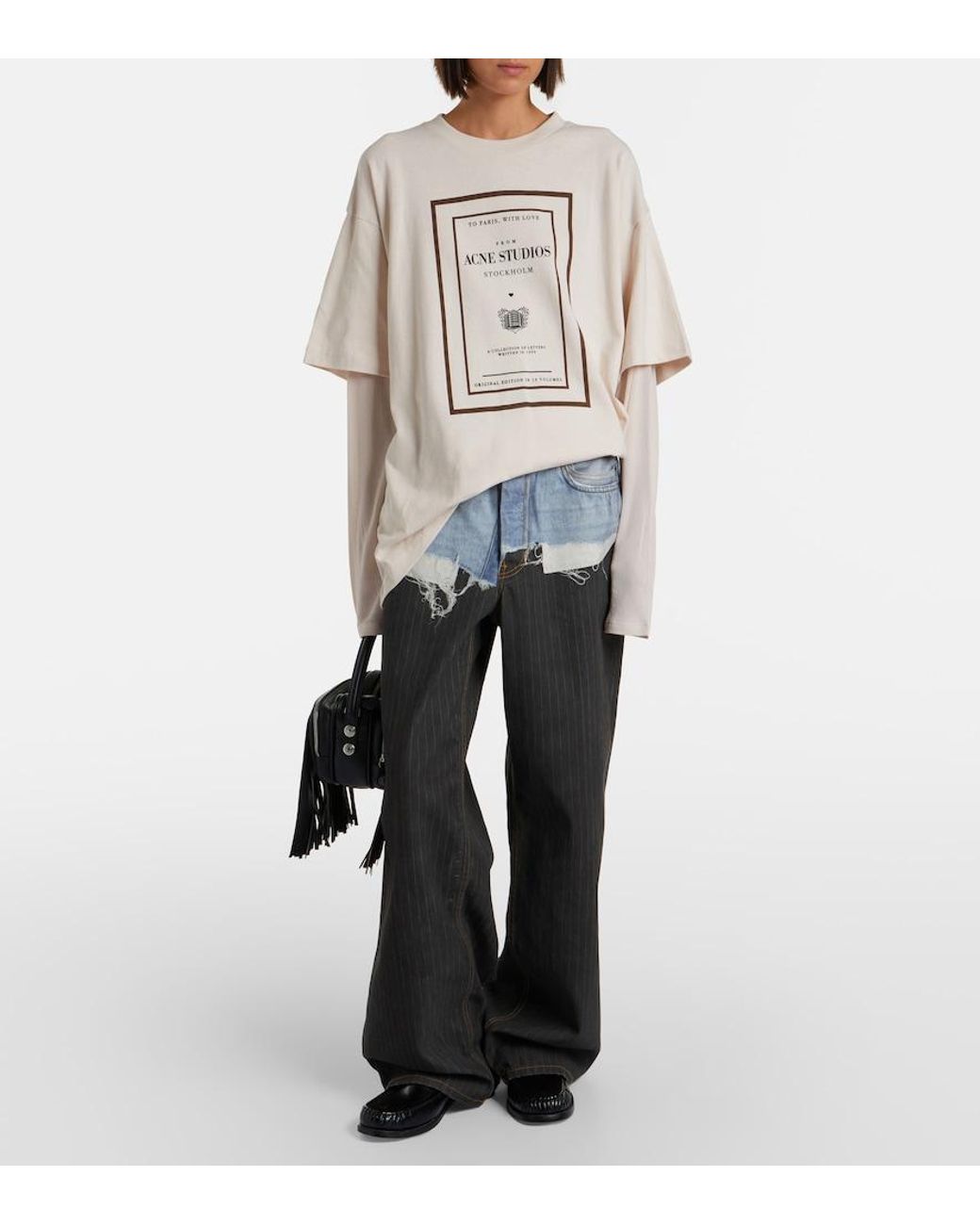 Acne Natural Layered Logo Cotton Jersey T-Shirt