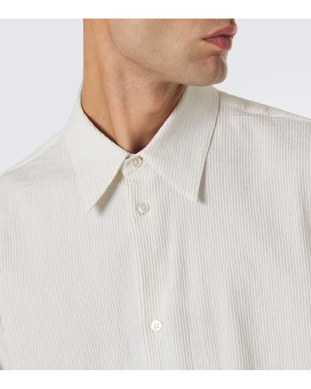 Studio Nicholson White View Striped Cotton And Linen Shirt for men